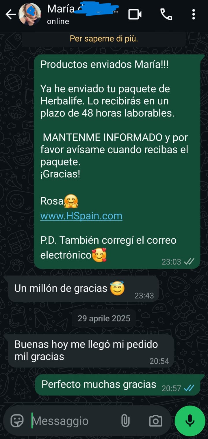 Testimonio cliente Herbalife 9